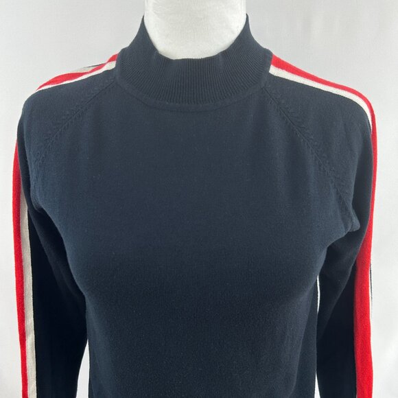 H&M Retro Navy Blue Sweater with Red & White Side Stripes – Small - Picture 1 of 9